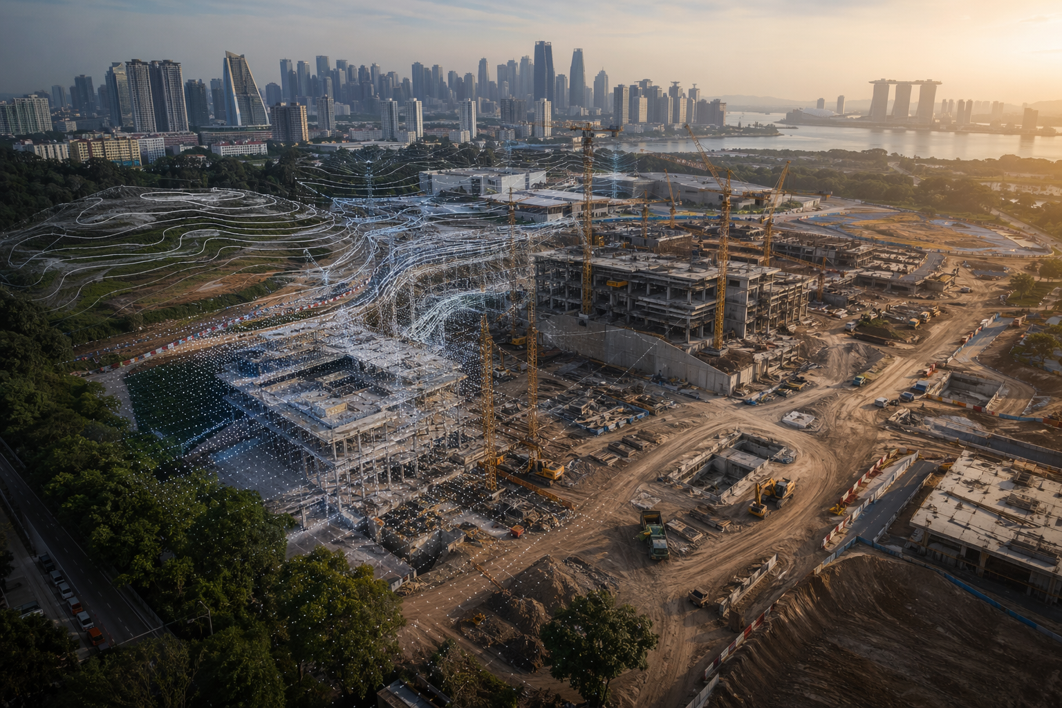 Aerial image of a construction site representing drone photography and photogrammetry services.